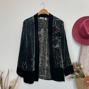 Chico’s Printed Silk Velvet Kimono / Cardigan Size 1